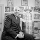 Clarence Campbell with the Stanley Cup in 1957, just before another redesign.